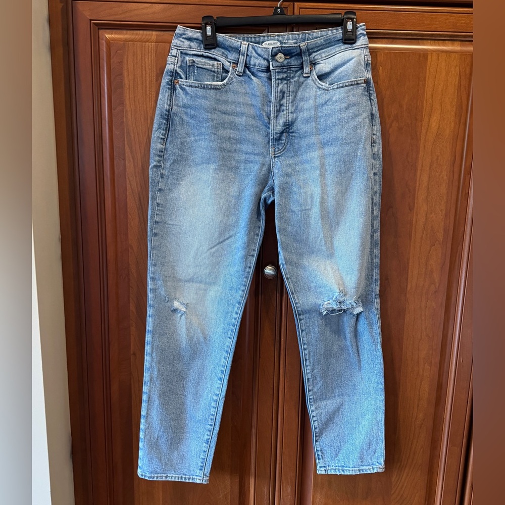 Old Navy O.G. Straight Button Fly High Rise Ripped Jeans - Picture 5 of 7